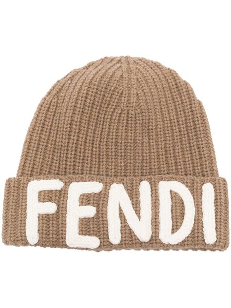 fendi cuffia con logo color senape|Cappelli e guanti per Donna .